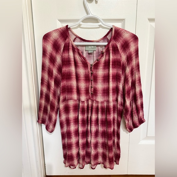 Anthropologie Maeve Cavalon peplum Plaid swing top - Picture 4 of 4